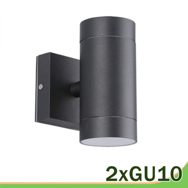 Aplique 2 luces GU10 pared negro