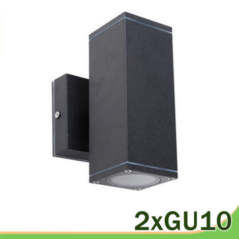 aplique cuadrado Casablanca negro 2 luces gu10